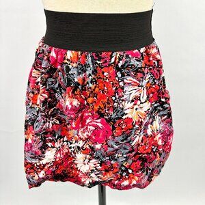 Vintage 1990s Flowered  Skirt | Elastic Waist | Short | Stargazer | Pockets